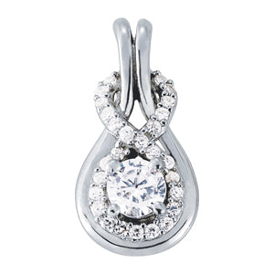 14K White Gold Diamond Love Knot Pendant