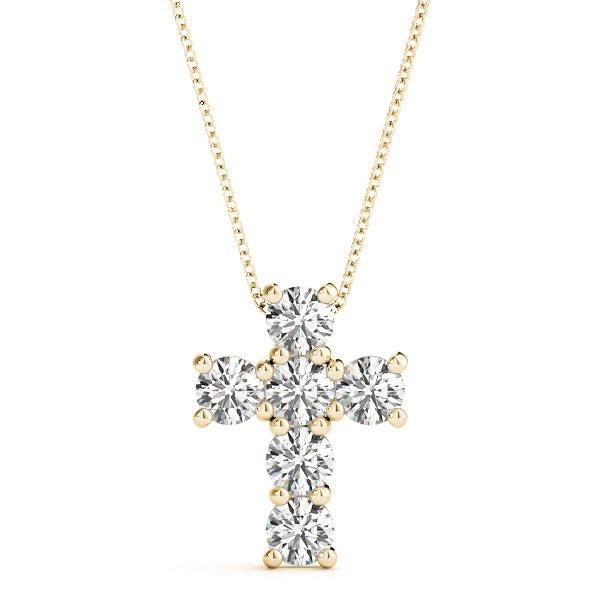 Yellow Gold Diamond Cross Pendant | Religious Jewelry