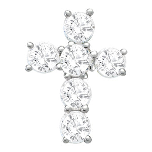 18K White Gold 1 CT Diamond Cross Pendant