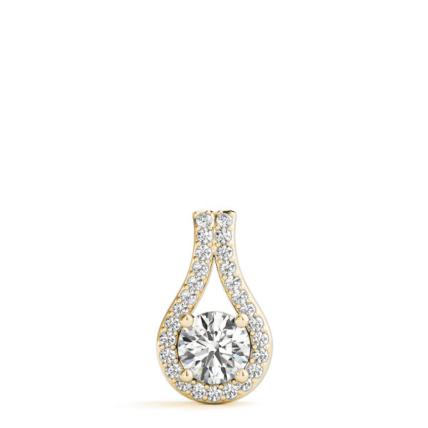 14K Yellow Gold Round Diamond Solitaire Pendant