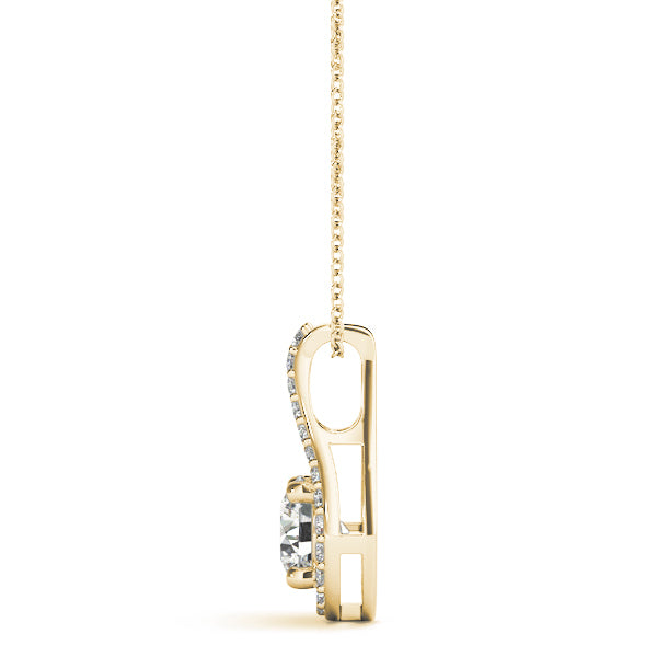 14K Yellow Gold Round Diamond Solitaire Pendant