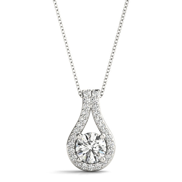 Platinum White Diamond Solitaire Pendant