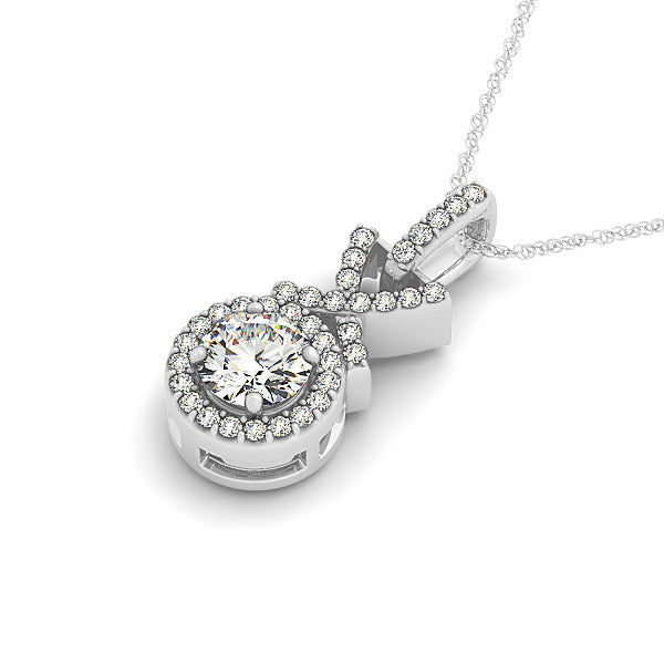 Platinum Round Diamond Halo Pendant