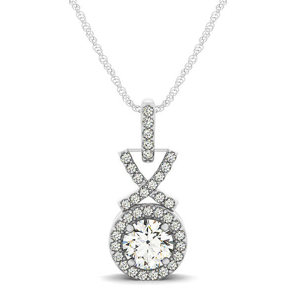 Platinum Round Diamond Halo Pendant