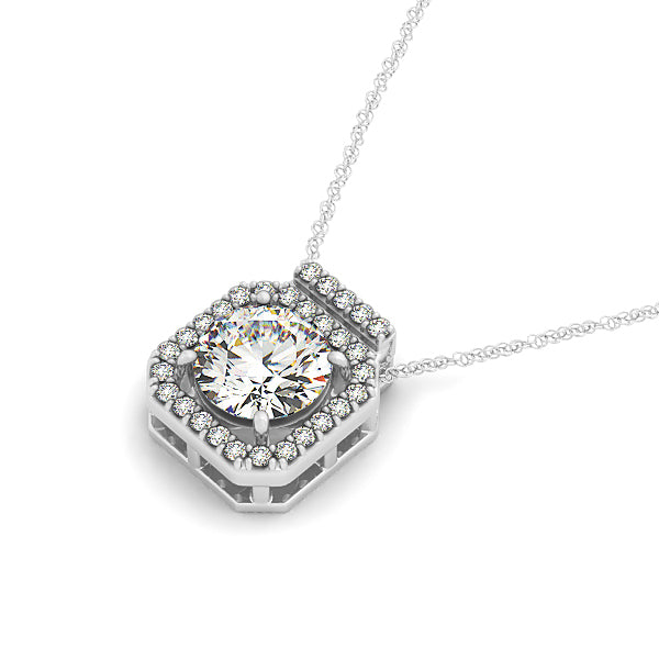 Platinum Round Diamond Halo Pendant 1.16 ctw