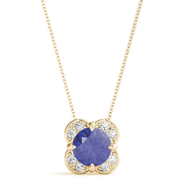 18K Yellow Gold Round Lab Diamond Halo Pendant