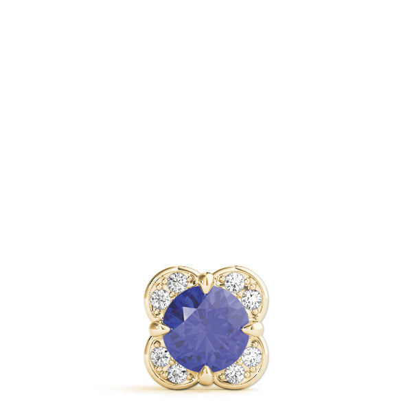 18K Yellow Gold Round Lab Diamond Halo Pendant