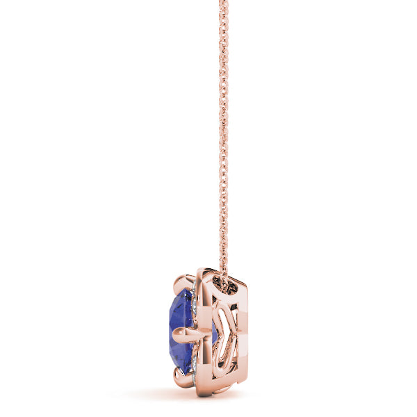 18K Rose Gold Round Diamond Halo Pendant