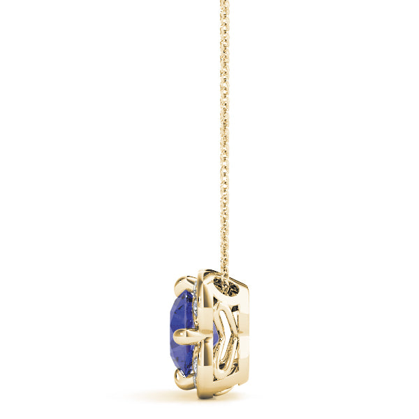 18K Yellow Gold Round Lab Diamond Halo Pendant