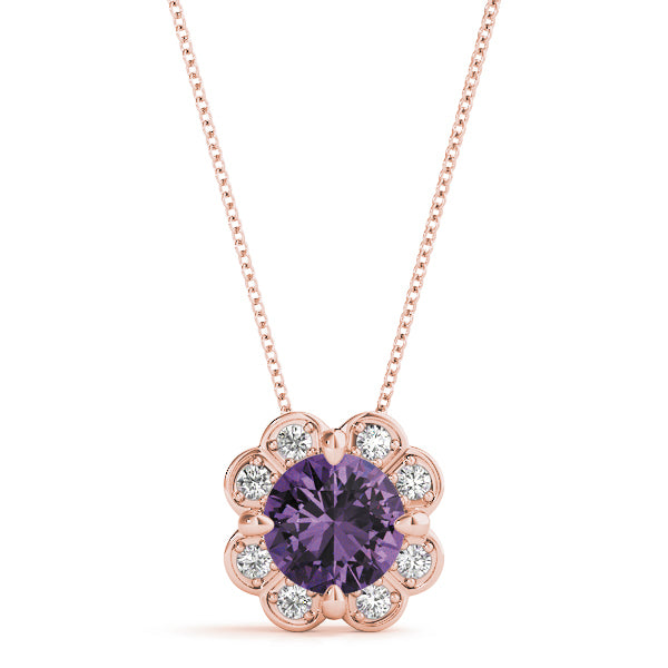 18K Rose Gold Lab Diamond Halo Pendant