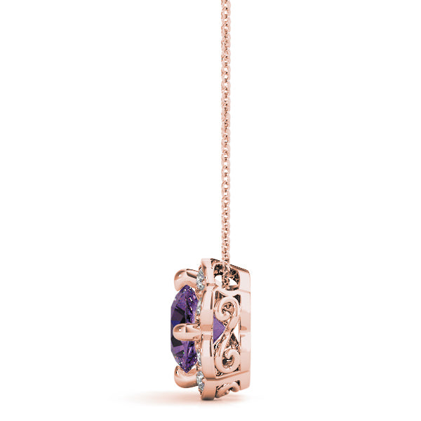 Rose Gold Lab Diamond Halo Pendant