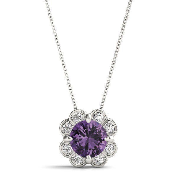 Platinum White Diamond Halo Pendant
