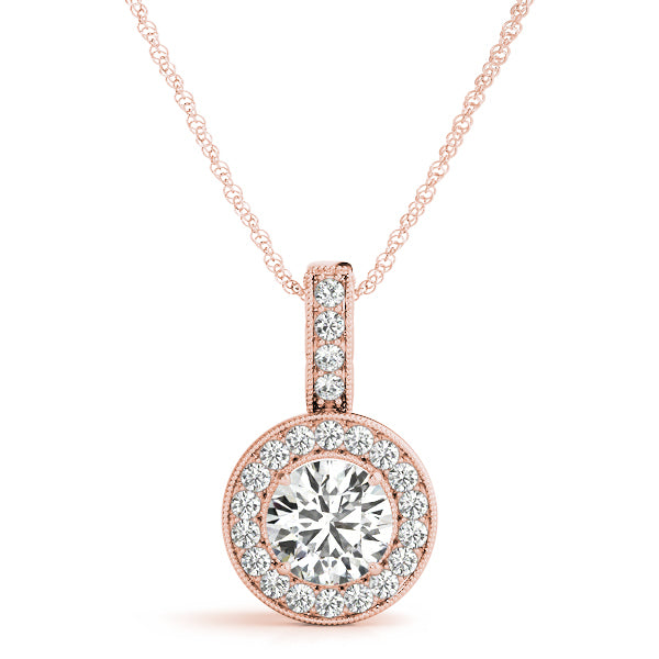 18K Rose Gold Lab Diamond Halo Pendant