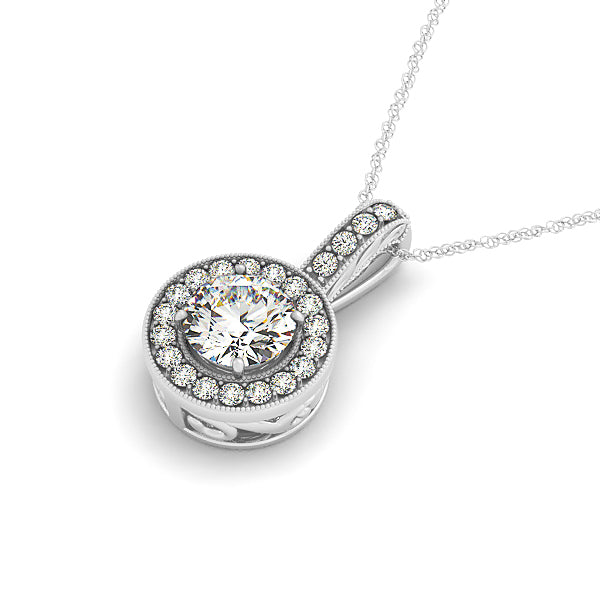 Platinum 3/8 ct Round Diamond Halo Pendant