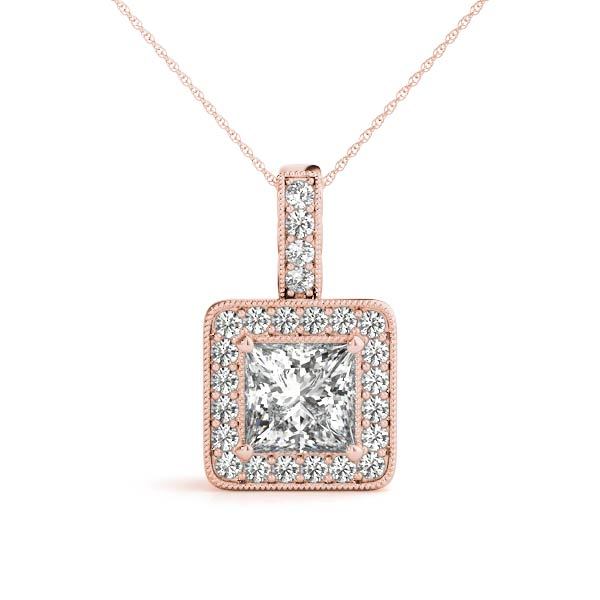 18K Rose Gold Lab Diamond Halo Pendant
