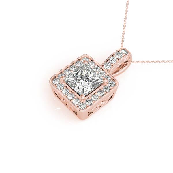 18K Rose Gold Lab Diamond Halo Pendant