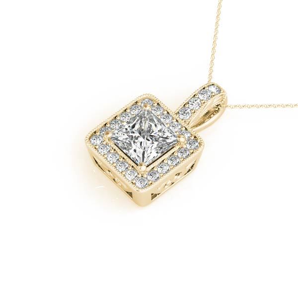 Yellow Gold Diamond Halo Pendant | Lab Grown Stones