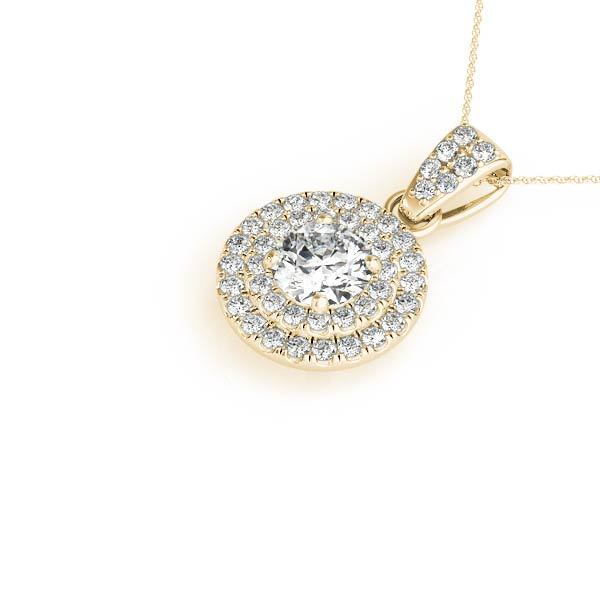 18K Yellow Gold Round Diamond Halo Pendant