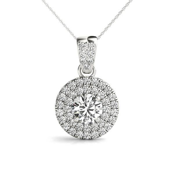 Platinum White Diamond Halo Pendant