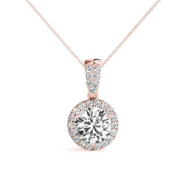 Rose Gold Round Diamond Halo Pendant
