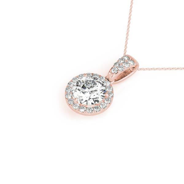 Rose Gold Round Diamond Halo Pendant