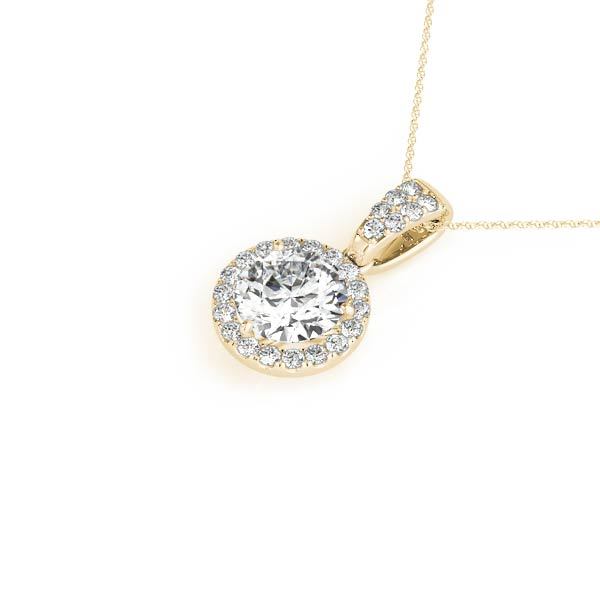 14K Yellow Gold Round Diamond Halo Pendant