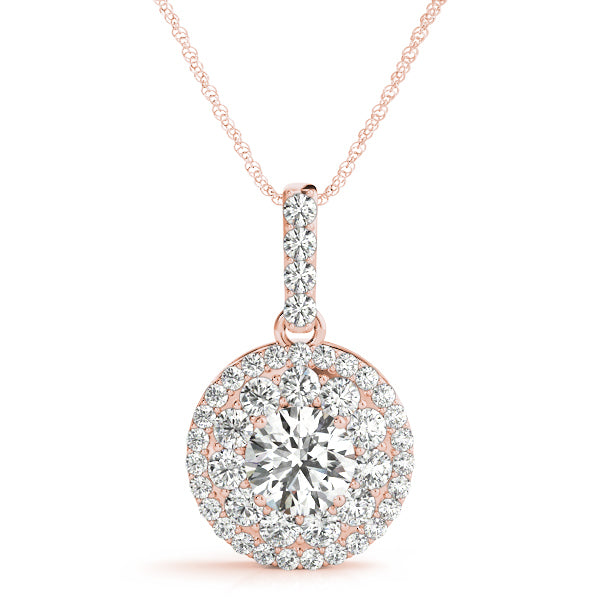 Rose Gold Lab Diamond Halo Pendant