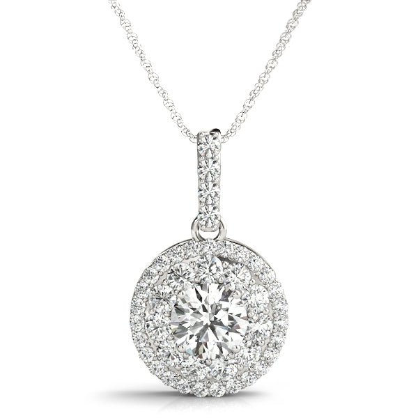 Platinum Round Diamond Halo Pendant