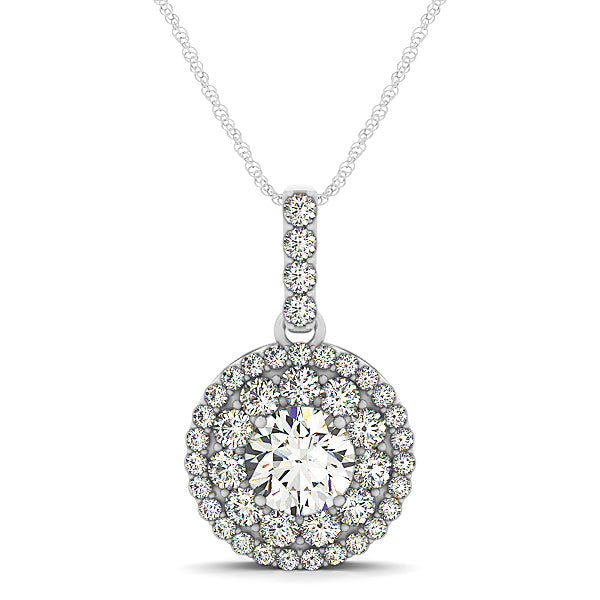 Platinum 1 CT Round Diamond Halo Pendant