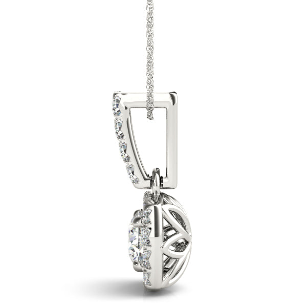 Platinum Round Diamond Halo Pendant