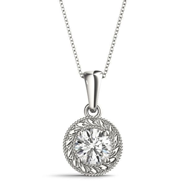 1 CT Lab Diamond White Gold Solitaire Pendant