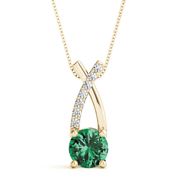 14K Yellow Gold Lab Diamond Round Pendant