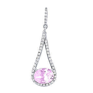 18K White Gold Diamond Oval Pendant