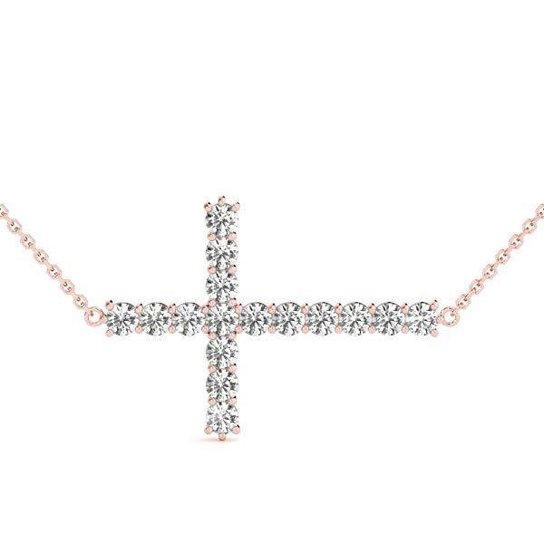 Rose Gold Diamond Cross Pendant | Religious Jewelry