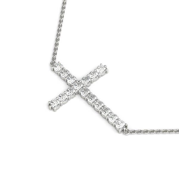 18K White Gold Diamond Religious Cross Pendant