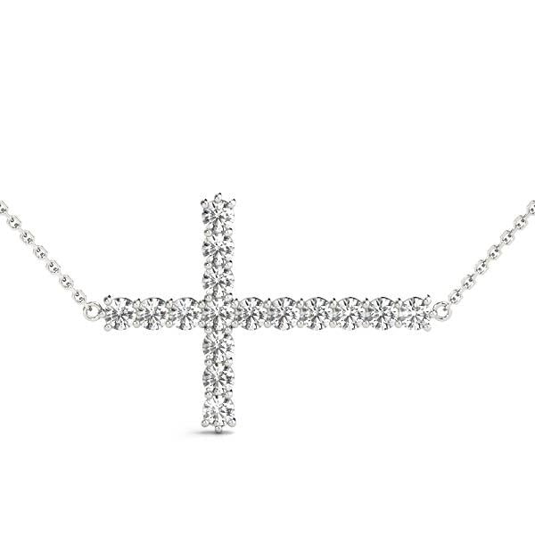 18K White Gold Diamond Religious Cross Pendant