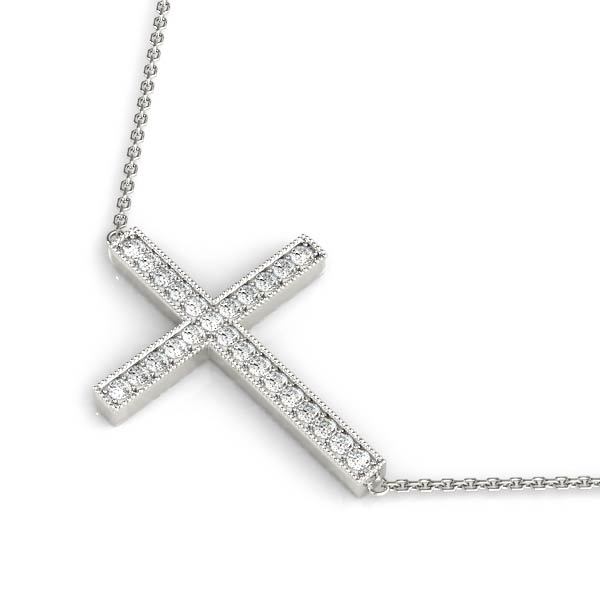 White Platinum Diamond Cross Pendant Religious Jewelry