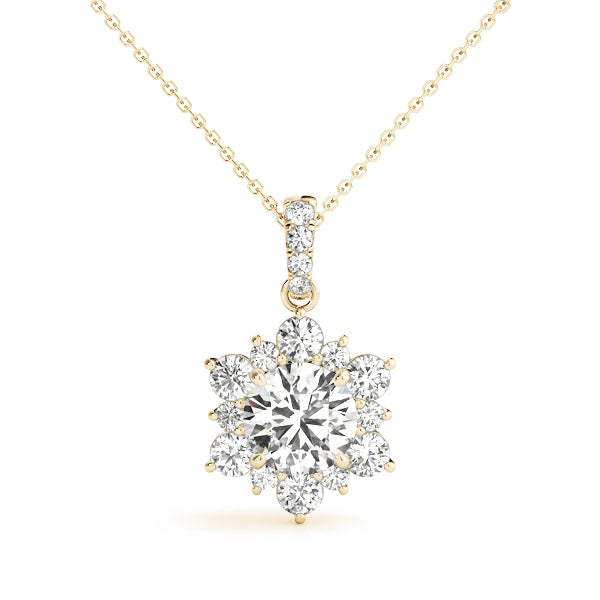 14K Yellow Gold Round Lab Diamond Pendant