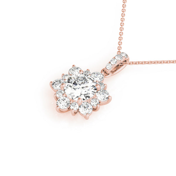 14K Rose Gold 1.5 ctw Round Diamond Pendant