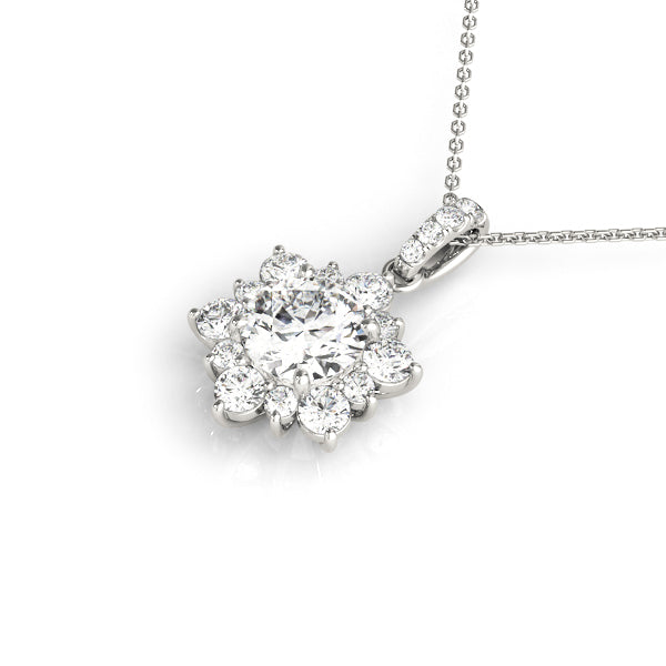 White Platinum Round Diamond Pendant