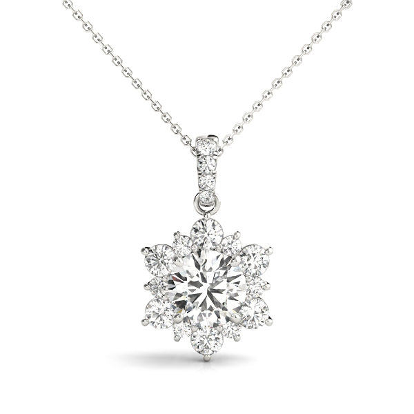 White Gold Round Lab Diamond Pendant