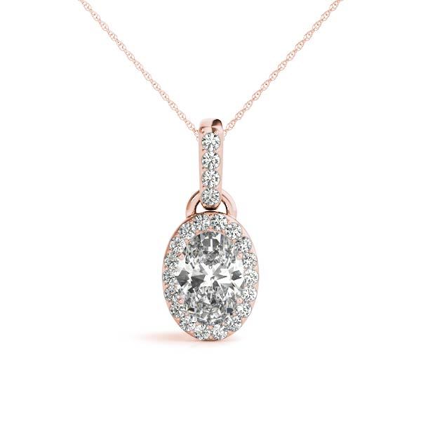 14K Rose Gold Lab Diamond Halo Pendant