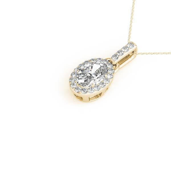 18K Yellow Gold Oval Diamond Halo Pendant