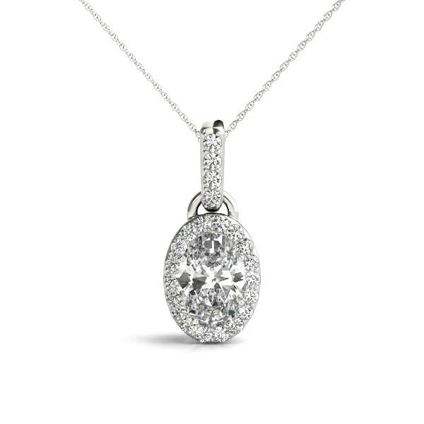 White Gold Lab Diamond Halo Oval Pendant