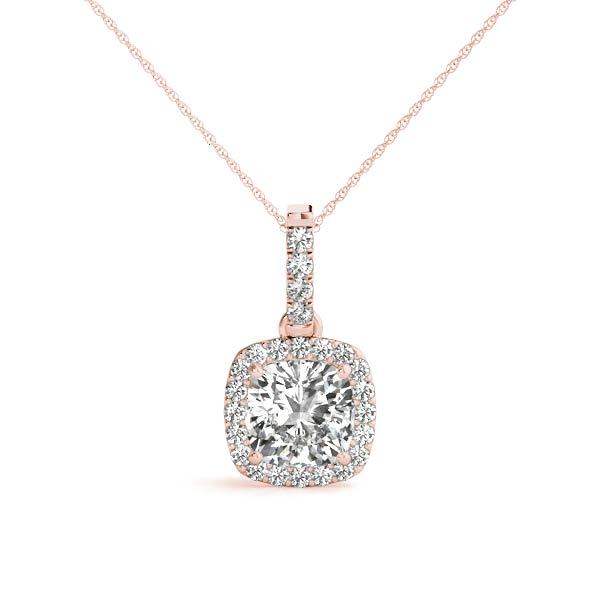 Rose Gold Diamond Halo Pendant | Lab Grown