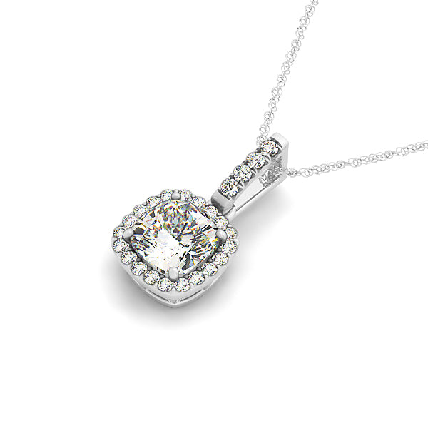 White Platinum Diamond Cluster Halo Pendant