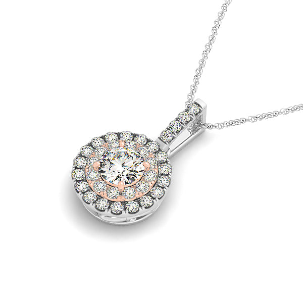 Platinum Round Diamond Halo Pendant