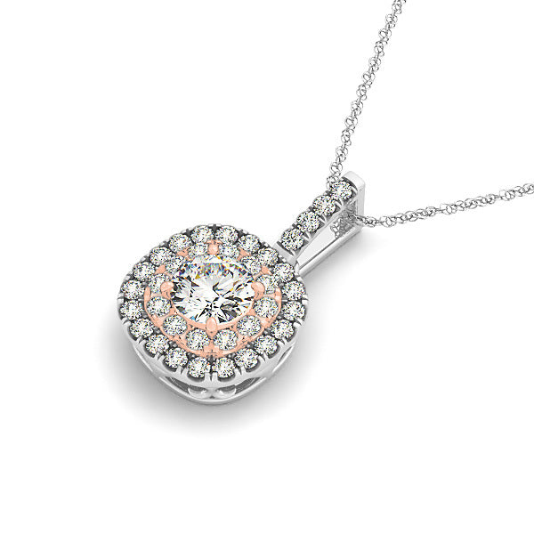 Platinum Round Diamond Halo Pendant