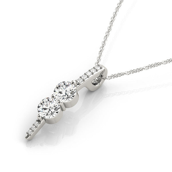 White Gold Multi-Diamond Two Stone Pendant