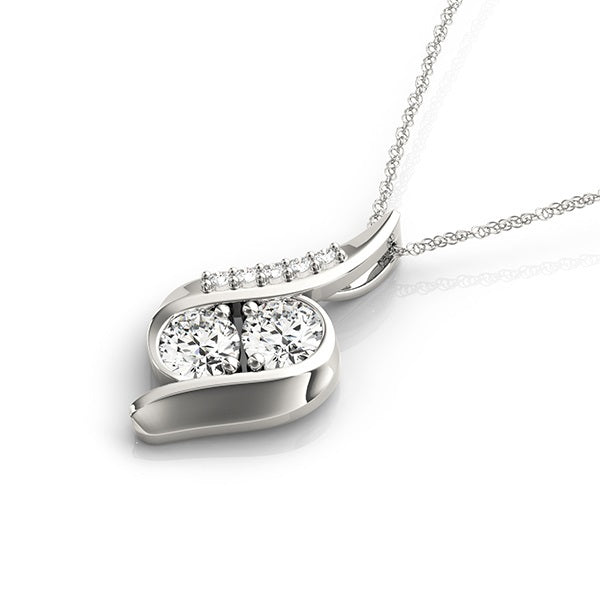 White Platinum Multi-Diamond Two Stone Pendant